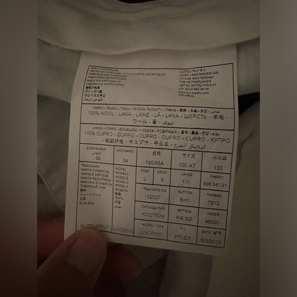 Suitsupply Livorno Blue Herringbone pure wool super 110’s 40L suit - Picture 5 of 9